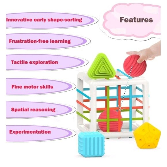 MINGKIDS Montessori Toys for 1 Year Old, Toy 6 Pc Multi Sensory Shape - Picture 6 of 8